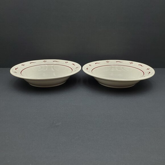 Longaberger Woven Traditions Red Rim Soup Bowls Paprika Rimmed Salad Pasta Bowls - Picture 3 of 8